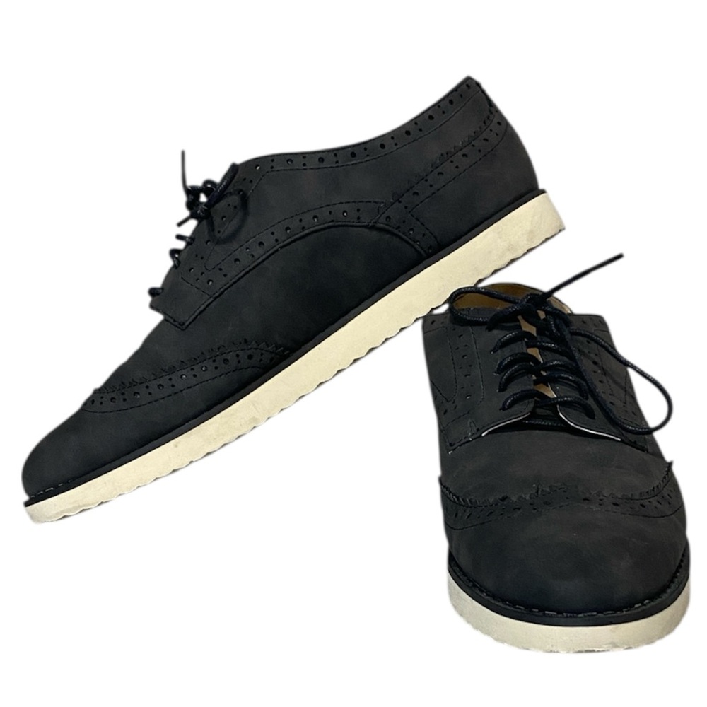 Dark‎ Gray Wingtip Oxford Shoes men’s 8.5 — Faux Leather, Lightweight EVA Sole